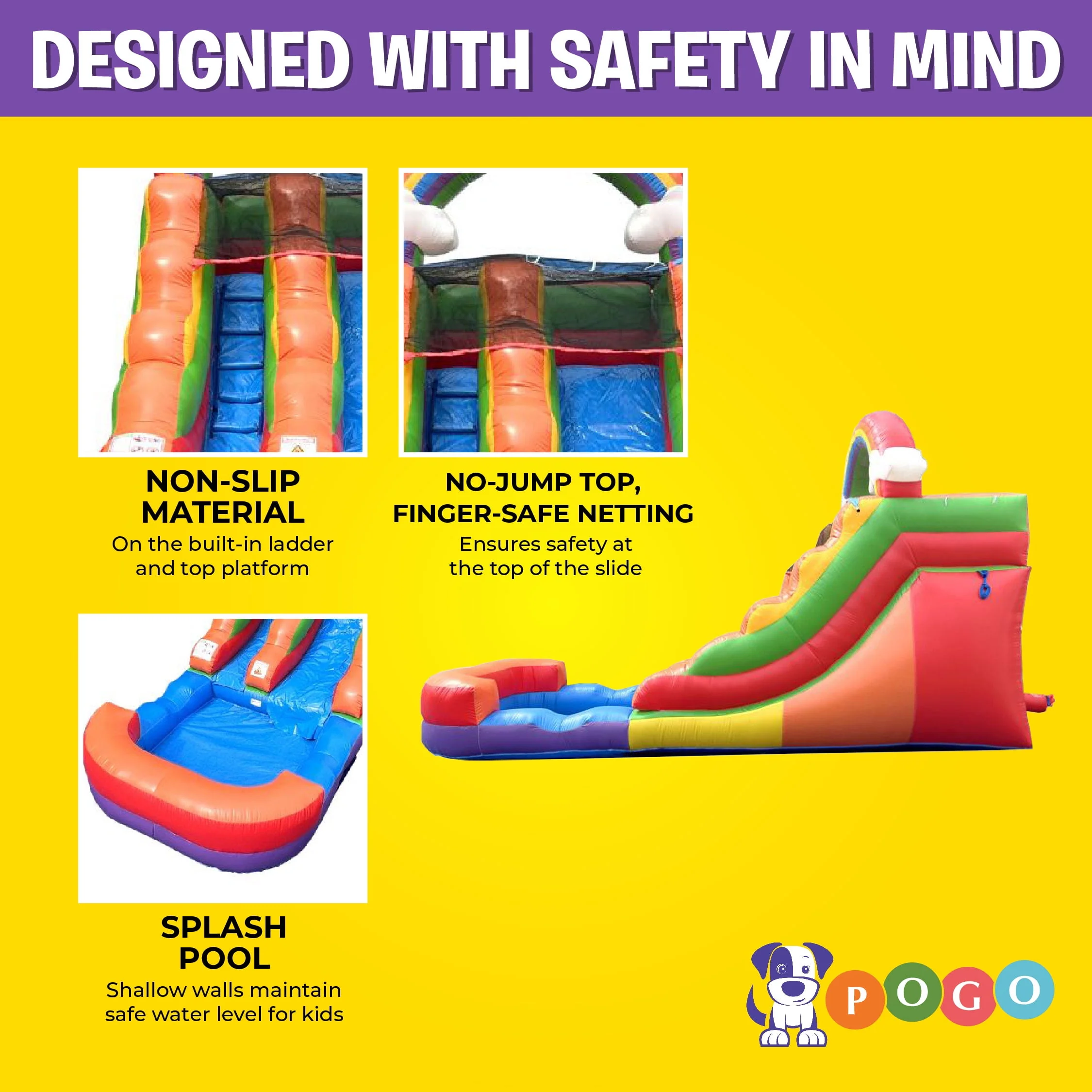 Pogo Bounce House Crossover Kids Inflatable Water Slide, Pink Unicorn with Blower, 12 ft