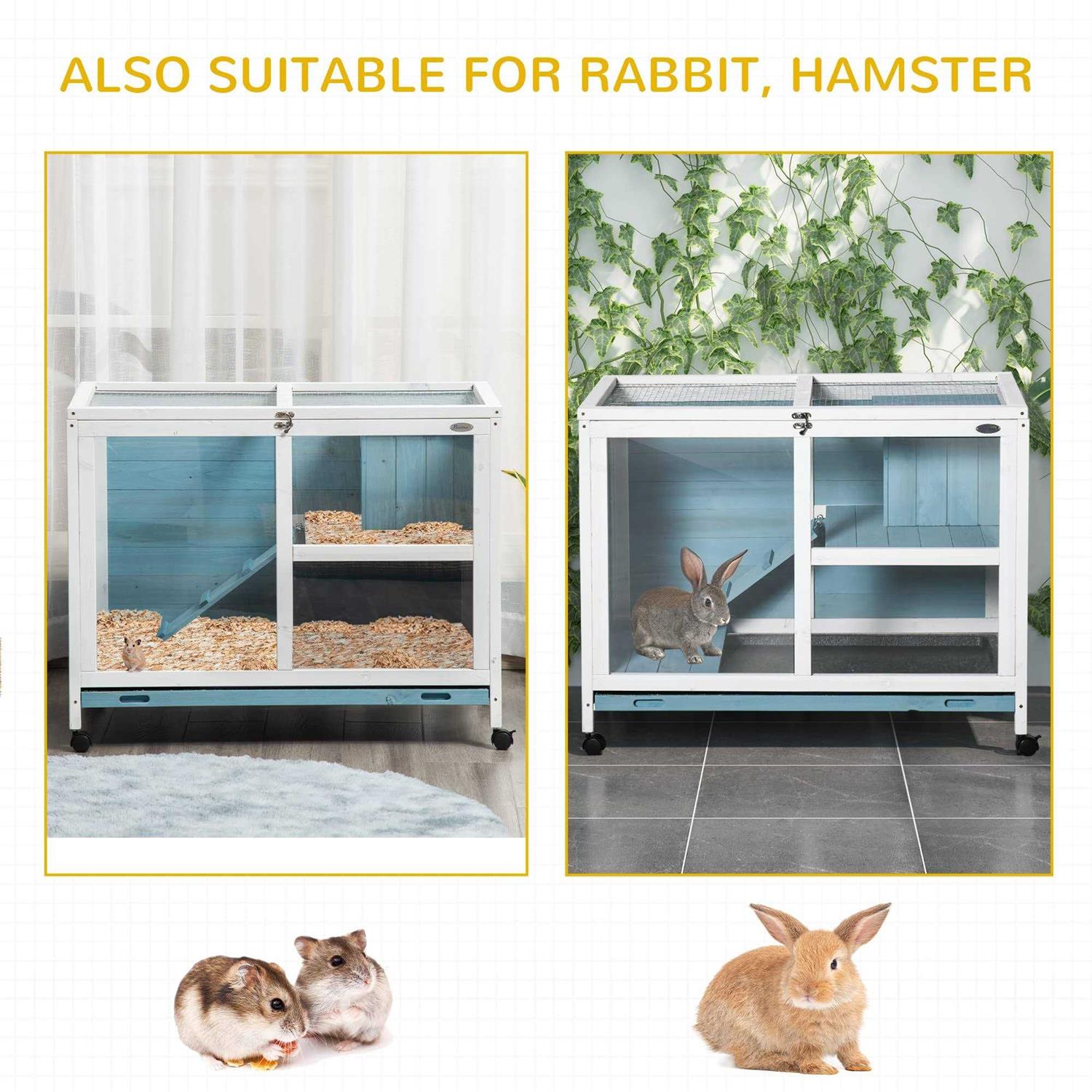 PawHut 2-Story Wooden Rabbit Hutch - Pet Supplies online store