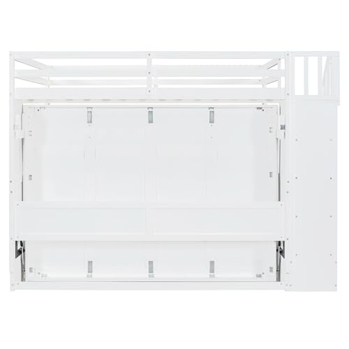 Queen Size Murphy Bed Wall Bed with Desk and Closet,Drawers and Shelves,for Small Spaces Studio Study Office Guest Room Use (Gray#Desk, Queen)