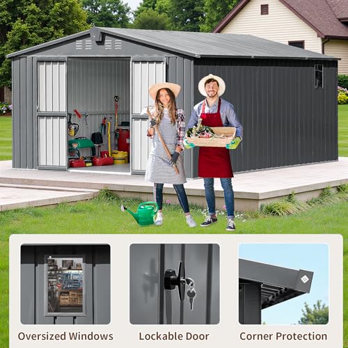 NicBex 6×5 Resin Outdoor Storage Shed with Floor & Window– All-Weather Lockable Small Tool Shed