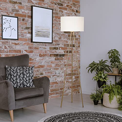 Catalina Lighting 22965-000 Mid-Century Modern Tripod Floor Lamp, Standing Lamp, Living Room Floor Light, LED Bulb NOT Included, 61.25", Antique Brass