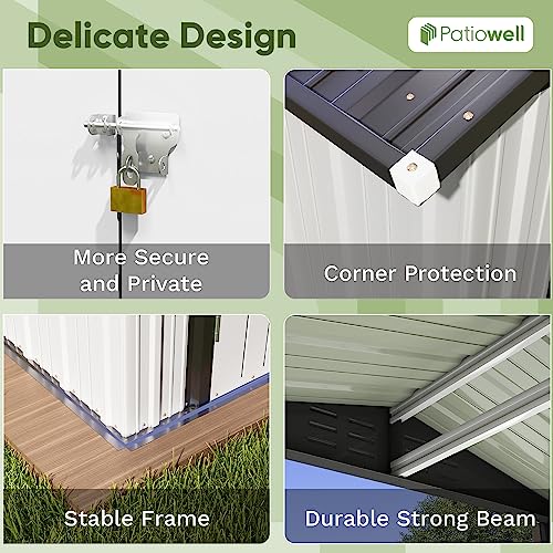 Patiowell 5x3 FT Outdoor Storage Shed, Tool Shed with Sloping Roof and Lockable Door, Metal Shed for Backyard Garden Patio Lawn, Brown