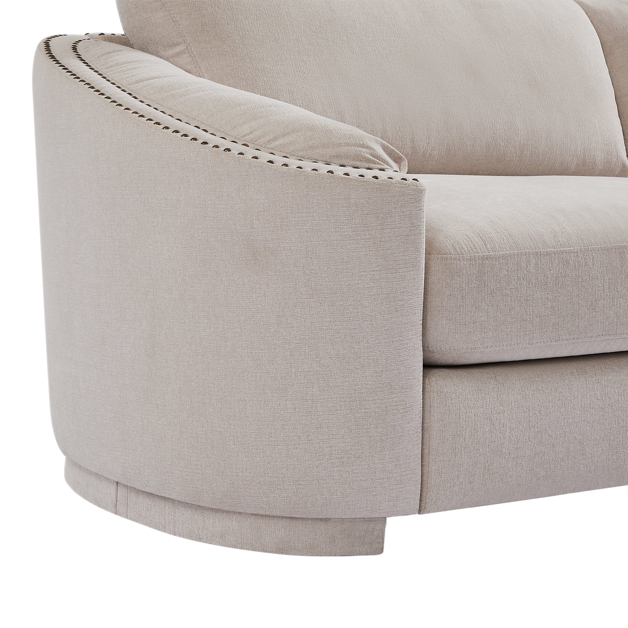 3-Seater Sofa Couch, KAMIDA Sofas and Couches, Upholstered Sofa Couch with Semilunar Arm and Rivet Detailing