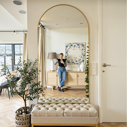 Floor Mirror, 78"x38" Oversized Full Length Mirror with Stand,Arched Full Body Mirror Standing Hanging Leaning Against Wall