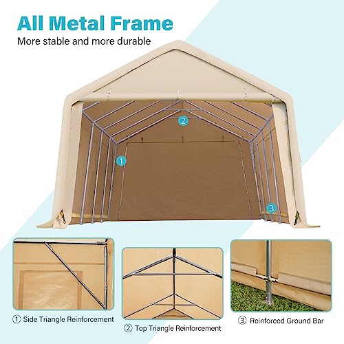 ADVANCE OUTDOOR 10x10 ft Heavy Duty Outdoor Patio Portable Canopy Storage Shelter Shed Carport with 2 Roll up Zipper Doors & Vents for Snowmobile