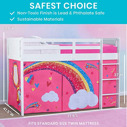 Delta Children Twin Loft Bed with Guardrail and Ladder (Coordinates with Loft Bed Tents Sold Separately), White