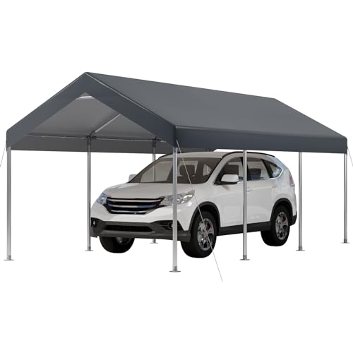 10x20FT Heavy Duty Carport Car Canopy, Portable Garage, Easy to Assemble, Stable Carport for Car, Bike, Boat, Party (Gray)
