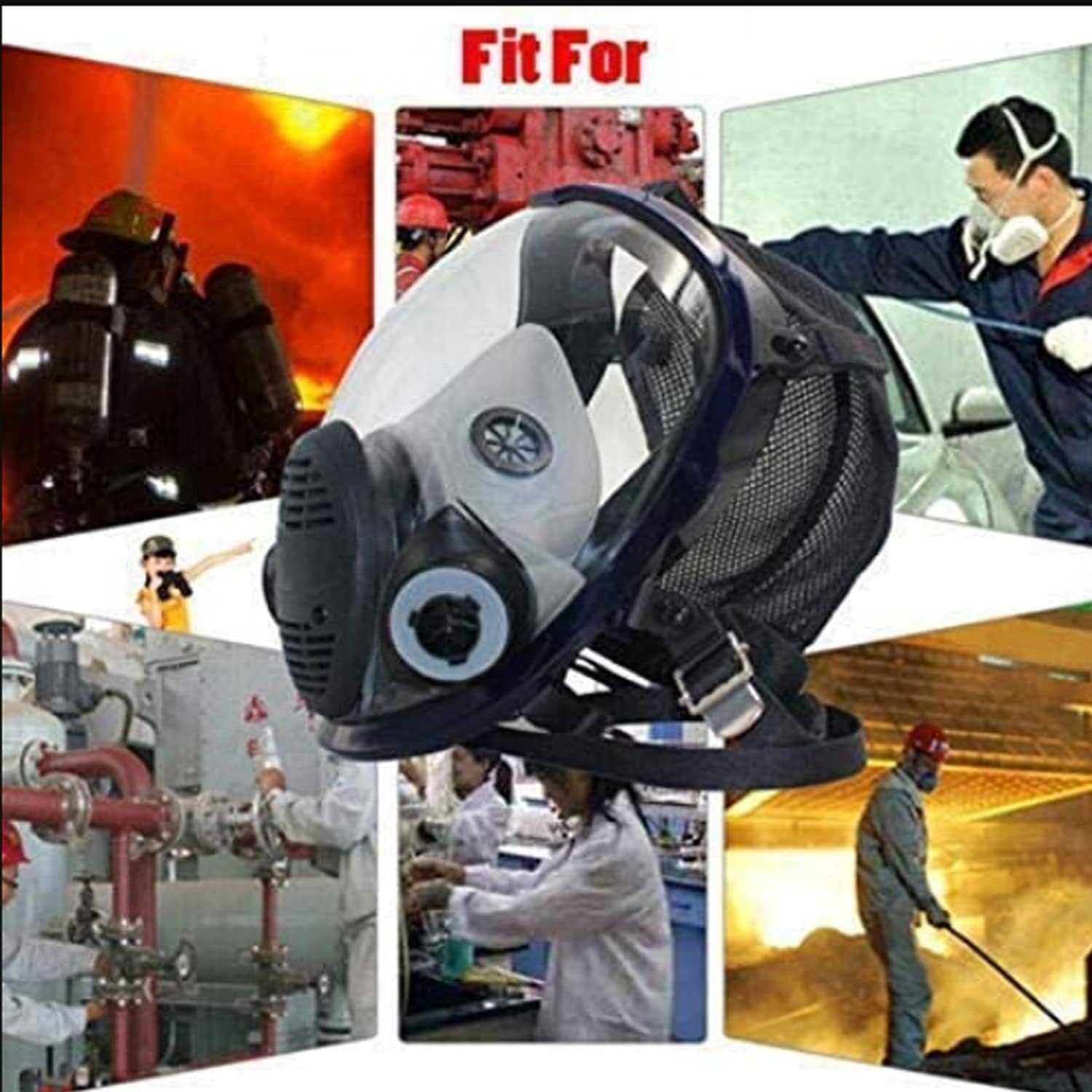 19 IN 1 Full Face Respirator Reusable Full Face Wide Field of View For Gas Respirator Painting Welding Woodworking Other Work Protection