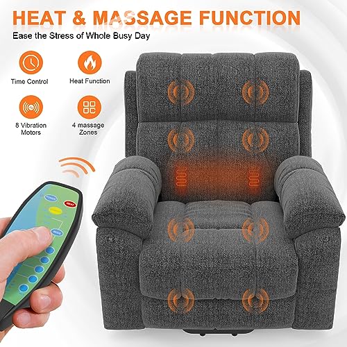 YONISEE Lift Chairs Recliner for Elderly, Super Oversized with Massage and Heat, Overstuffed Wide Recliners, Recliner Chairs for Adults