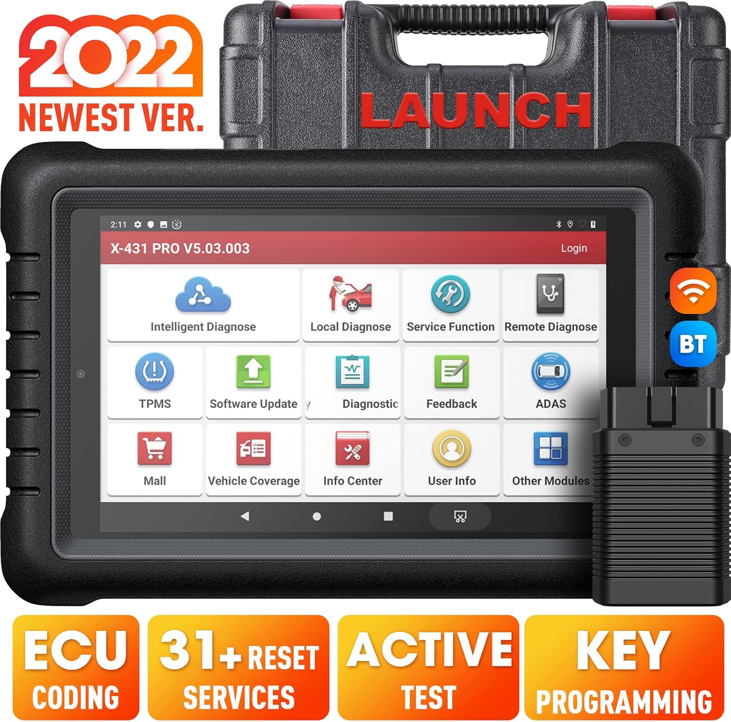 2022 LAUNCH X431 PROS V Diagnostic Tool (Same as X431 V+), All System Automotive Scanner, Bidirectional Scan Tool, 31+ Services, ECU Coding