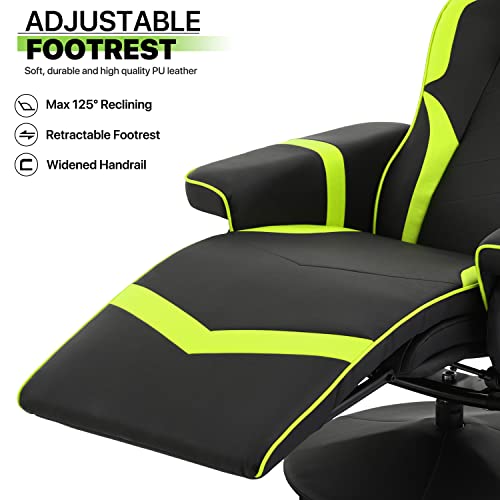 Magshion 360° Swivel Gaming Recliner Chair, Ergonomic PU Leather Reclining Chair with Adjustable Backrest, Footrest, Cup Holder & Neck Support