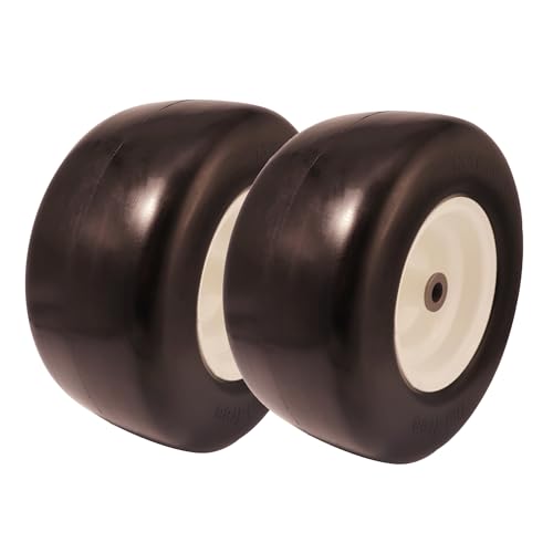 15x6.00-6 Flat Free Tire for Zero Turn Lawn Mower with 3/4 5/8 & 1/2 inch Bearings,3.0"-6.9"Center Hub Flat Free Lawnmower Tire and Wheel Assembly