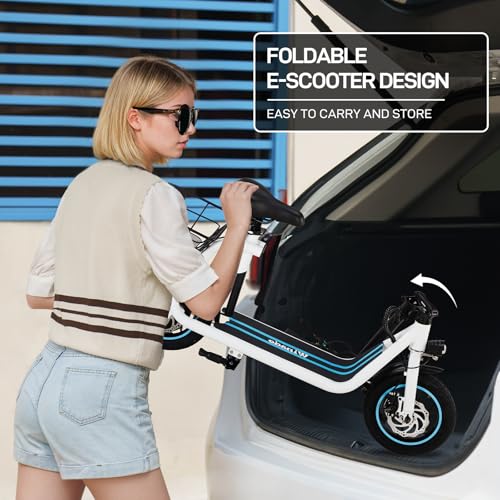 Winado Electric Scooters for Adults, 25Miles Long Range, 15.5MPH Top Speed, Foldable E-Scooter 450W Motor with 12" Pneumatic Tire, Seat, Wide Deck