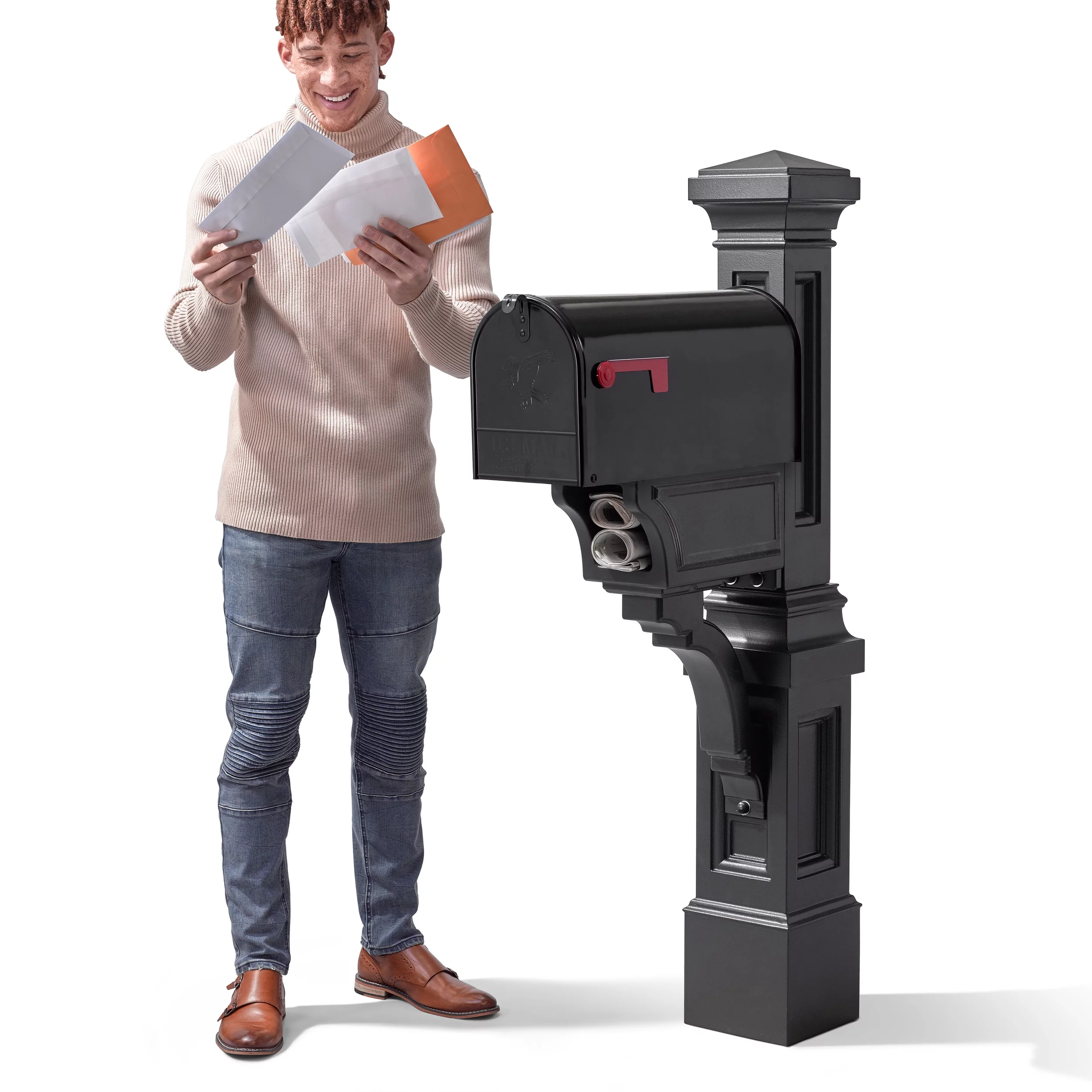 Step2 Atherton 59" Onyx Black Plastic Mailbox Post Kit