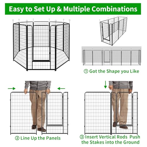 Dog Playpen Outdoor Extra Wide 12 Panels Heavy Duty Anti-Rust Coating-Strengthened Dog Fence 40" Height with Doors Portable for RV Camping Yard