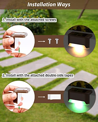 Solar Deck Lights Outdoor 8 Pack,Solar Lights Outdoor for Patio Brown Solar Step Lights LED Waterproof Lighting for Fence, Stair, Deck,Patio
