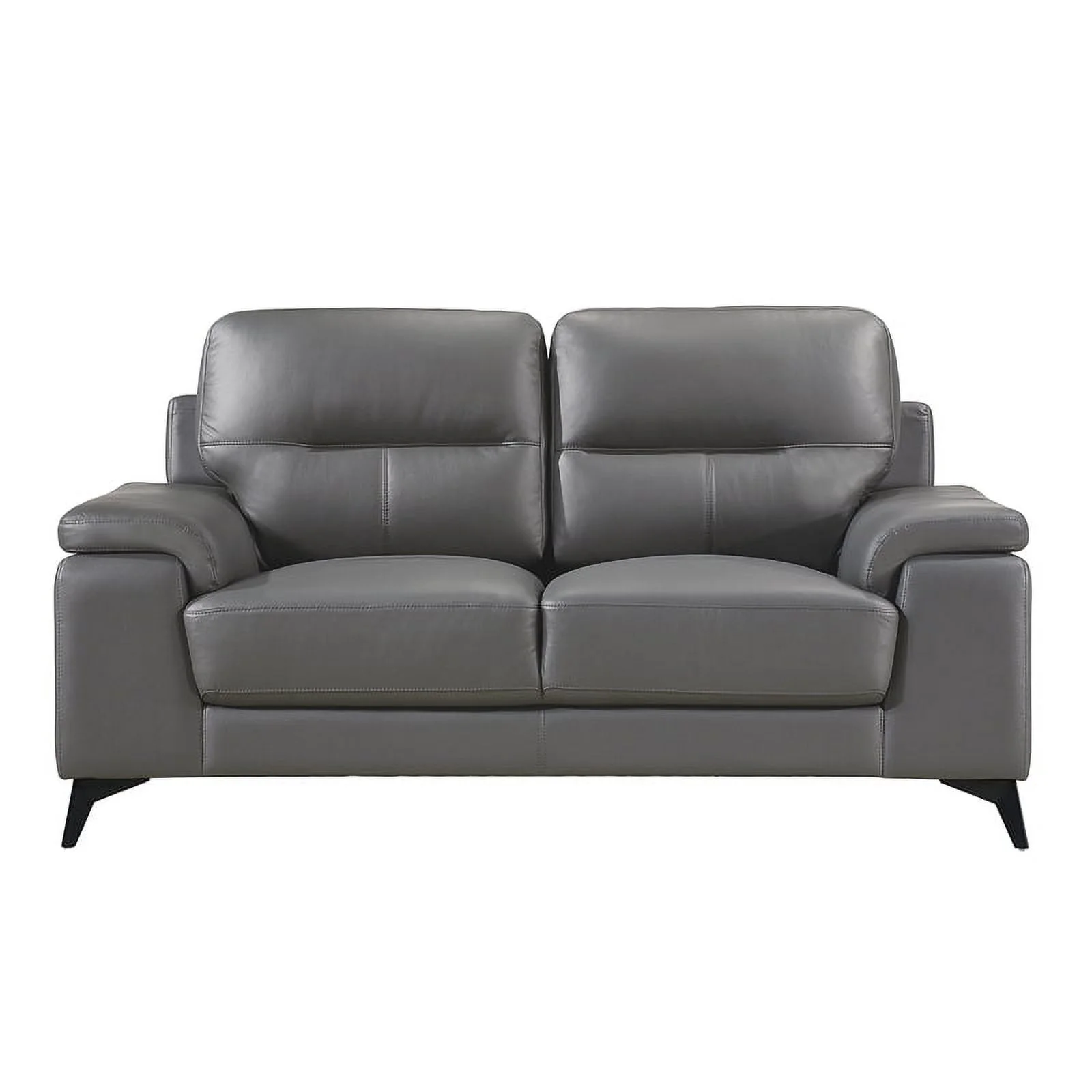 Lexicon Mischa Leather 2-Piece Upholstered Sofa Set in Dark Gray