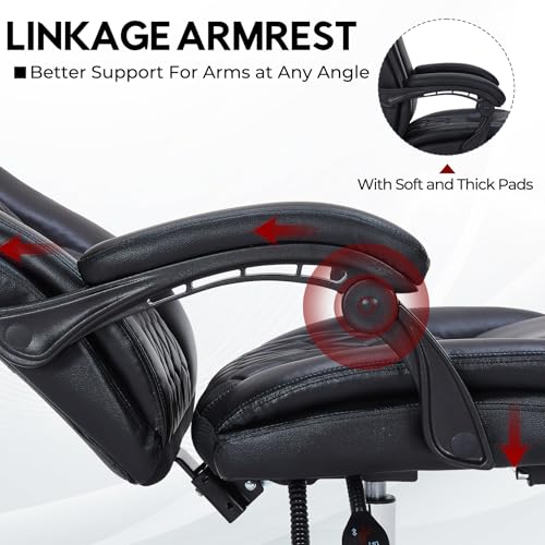 400lbs Reclining Executive Office Chair with Foot Rest,Big and Tall Ergonomic Office Chair with,Home Office Desk Chairs for Heavy People (Khaki)