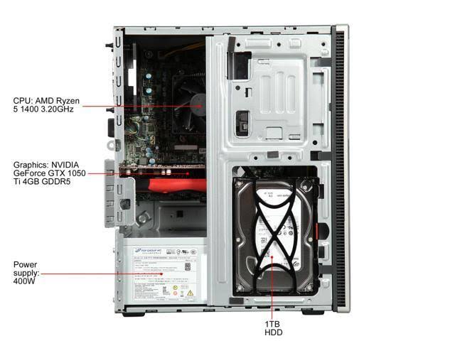 Lenovo IdeaCentre 720-18asu 90H10056US Desktop Computer - Ryzen 5 1400 - 12 GB Ram - 1 TB HDD
