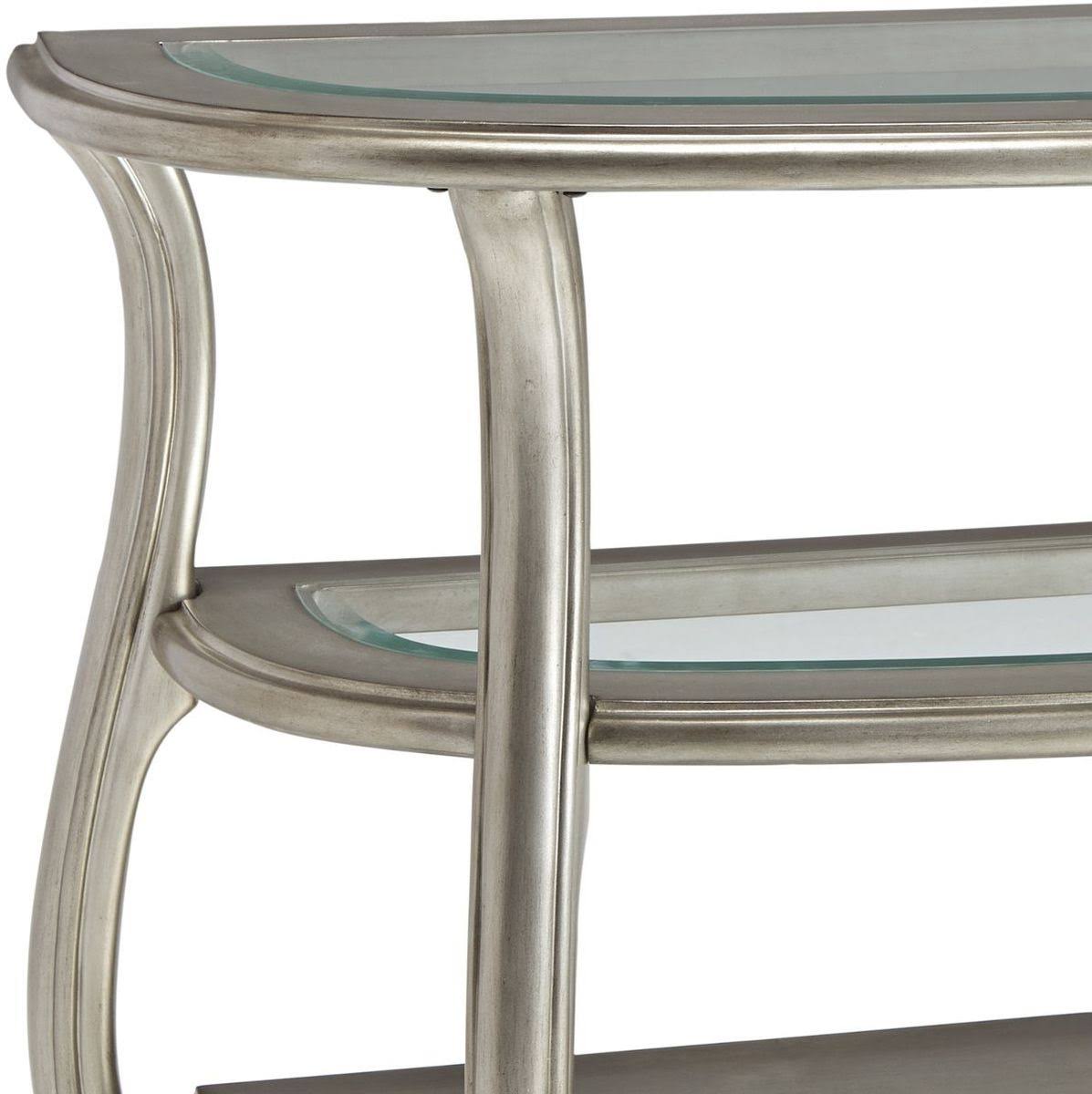 Ashley Furniture Coralayne Glass Accent Console Table in Silver