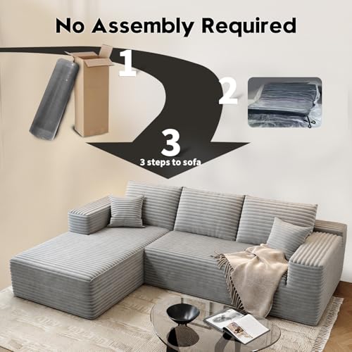 107.5" Cloud Modular Sectional Sofa with 1 Ottoman,Modern Minimalist Upholstered Couches, Comfort U Shaped Sofa for Living Room