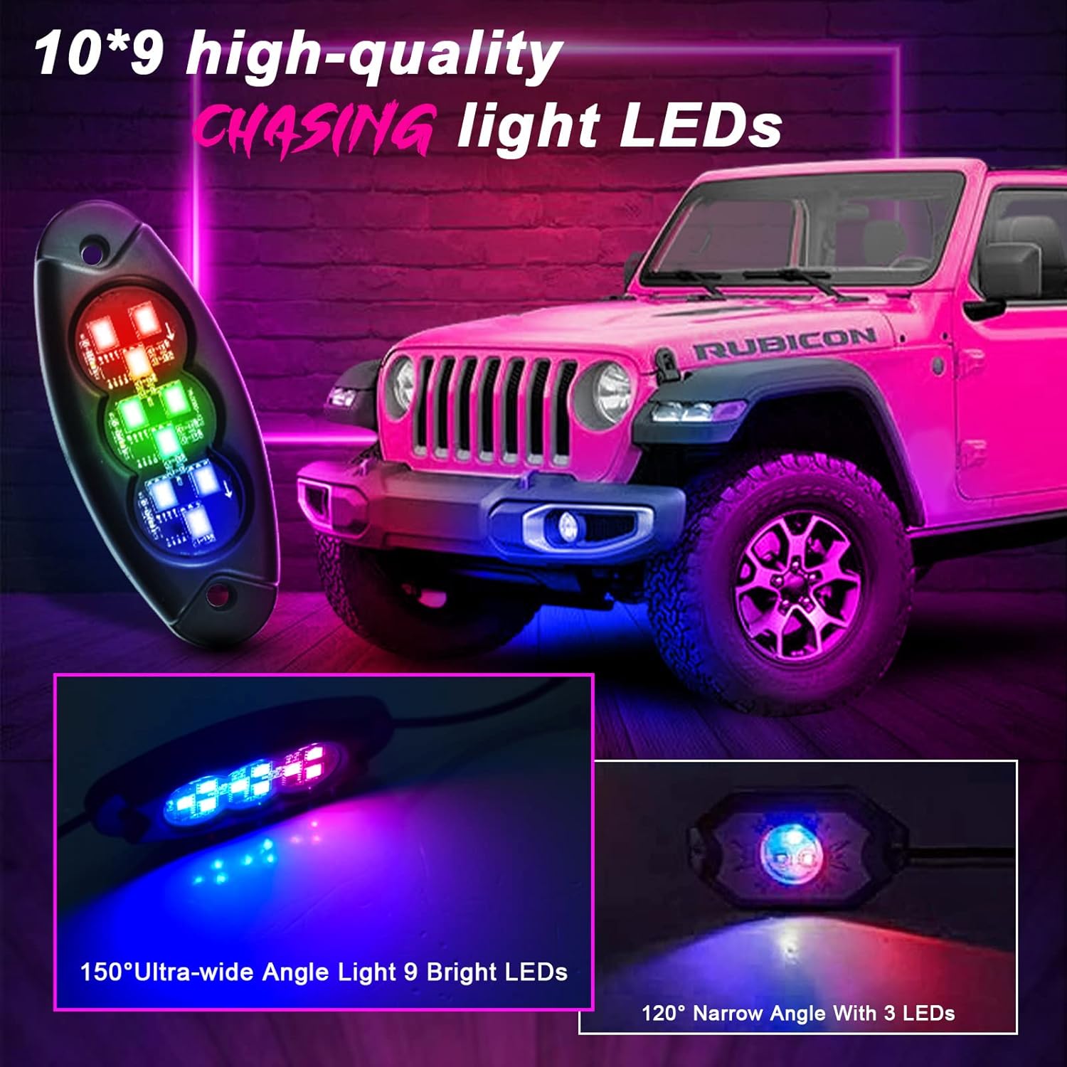 10 Pods RGB Rock Lights for Trucks
