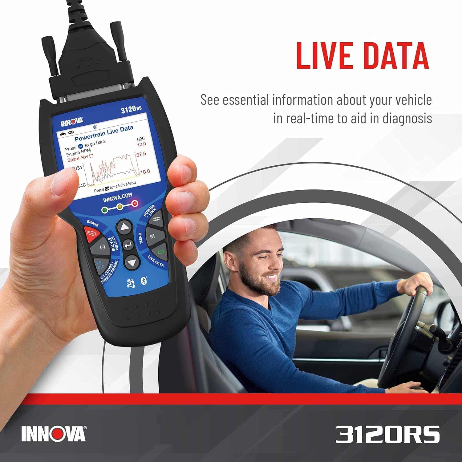 Innova 3120RS Code Scanner - Professional OBD2 Scanner - Smog Test Scan Tool - ODB1 Adapters - RepairSolutions2 App
