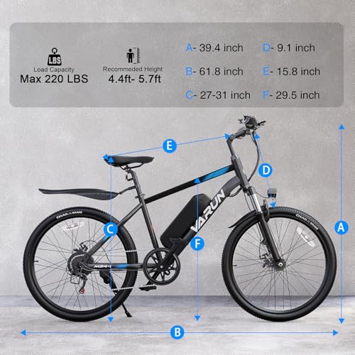 VARUN Electric Bike - Ebikes for Adults 350W (Peak 500W) 20MPH Commuter Ebike with 36V Removable Battery