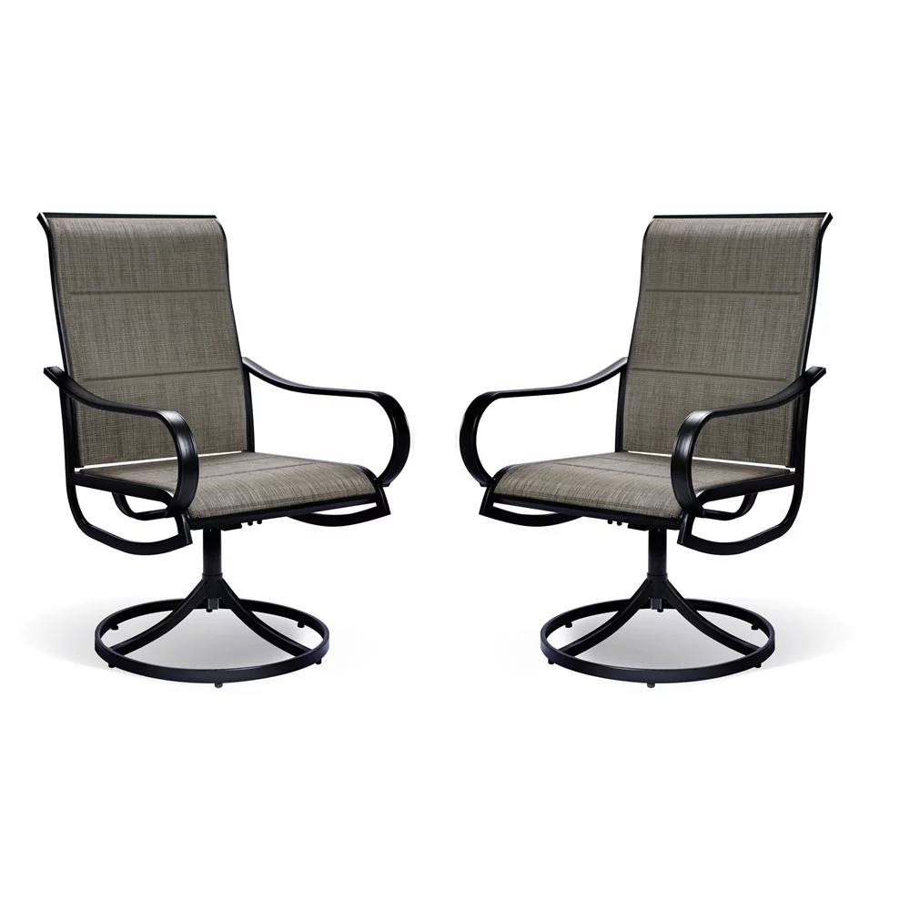 BigRoof Patio Swivel Dining Chairs Set of 2 Outdoor Kitchen Garden Metal Chair with Textilene Mesh Fabric, Patio Furniture Gentle Rocker Chair
