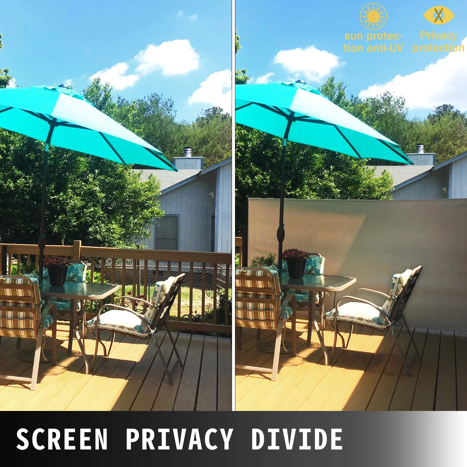 VEVORbrand Retractable Side Awning 118" x 71", Retractable Patio Screen Waterproof, Retractable Room Divider Creamy-White for Privacy, Garden