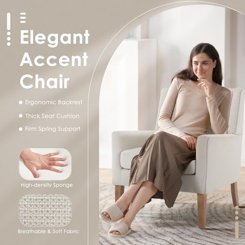 COLAMY Modern Wingback Living Room Chair, Upholstered Fabric Accent Armchair