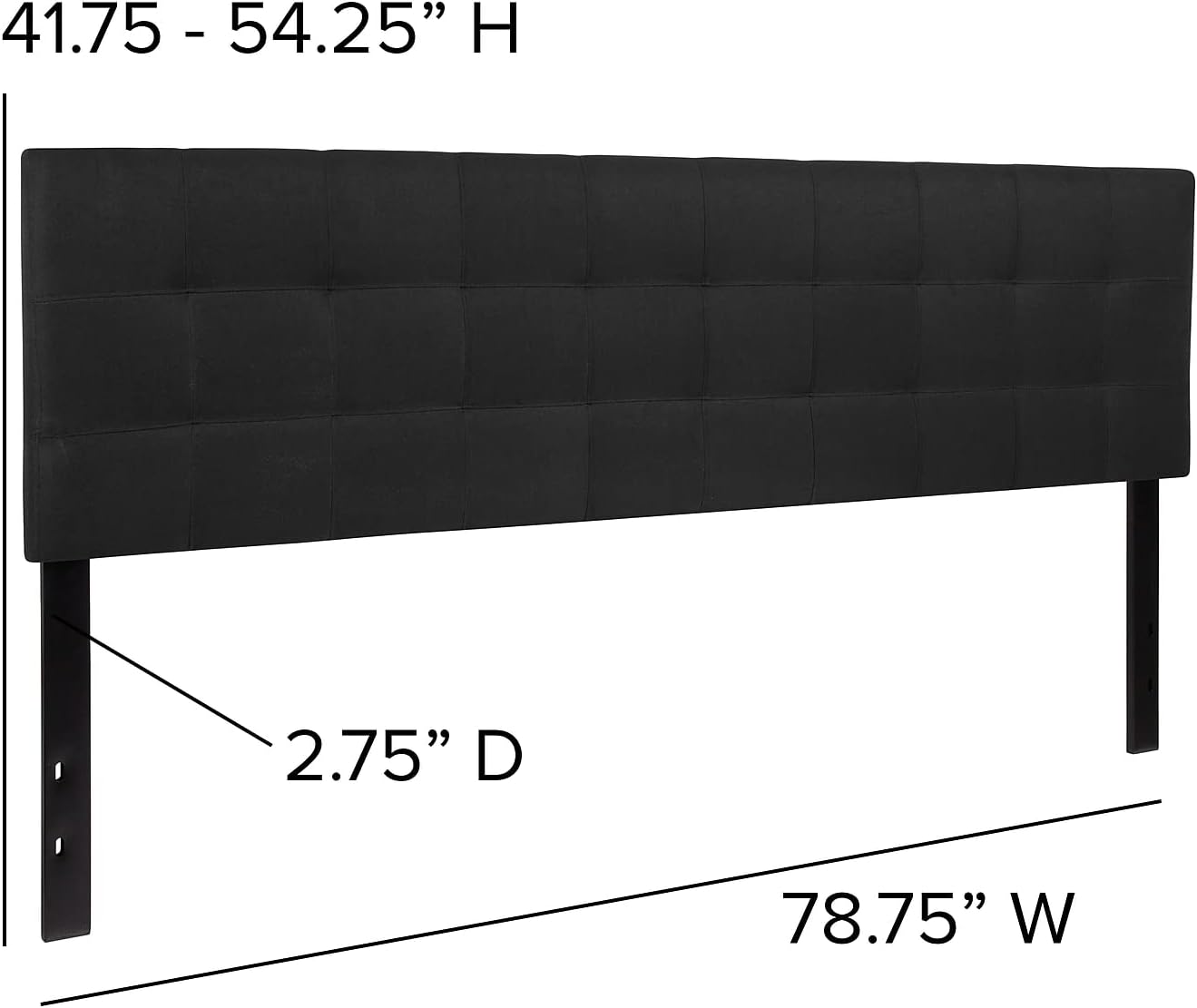 Flash Furniture Bedford Tufted Upholstered King Size Headboard in Black Fabric
