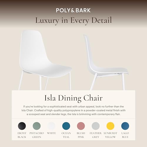 POLY & BARK Isla Modern Kitchen Chairs Set of 4 - Plastic Dining Chair with Metal Legs