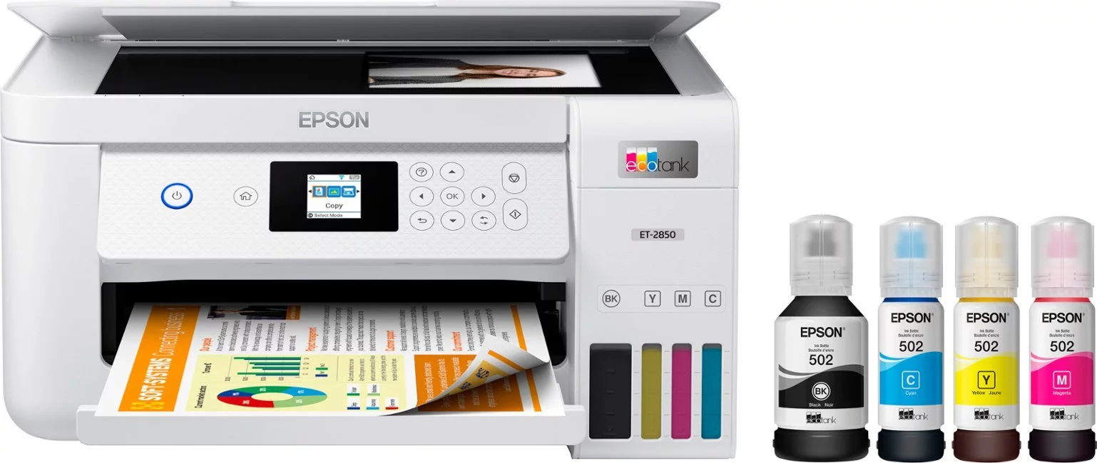 Epson EcoTank ET-2850 All-in-One Supertank Inkjet Printer - White (C11CJ63202)