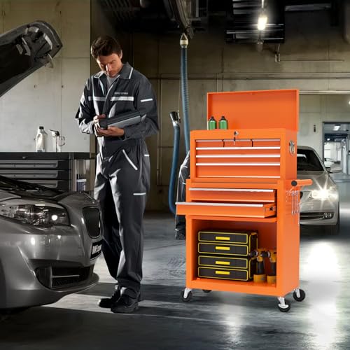 On Shine 8 Drawer Rolling Tool Chest, Large Capacity Rolling Tool Box with Wheels, Locking Mechanical Tool Chest