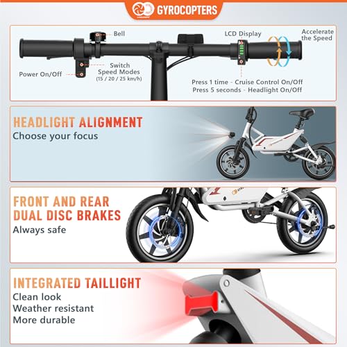 Frost Electric Bike for Adults | UL2849 Safe Folding Ebike 350W Brushless Motor | 14-inch Tires Compact Bike | Speed up to 25kmph/15.5mph 36V Battery