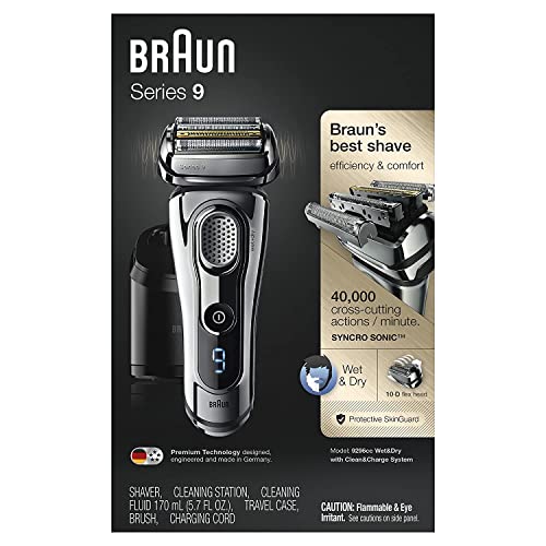 Braun Electric Razor for Men, Series 9 9296CC Electric Shaver With Precision Trimmer, Rechargeable, Wet & Dry Foil Shaver