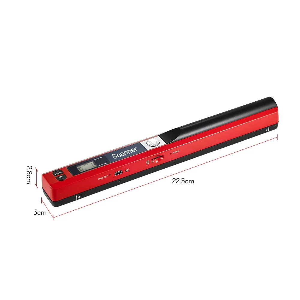 Portable Handheld Wand Wireless Scanner A4 Size 900DPI JPG/PDF Formate LCD Display with Protecting Bag and 8GB TF Card for Business Document Reciepts