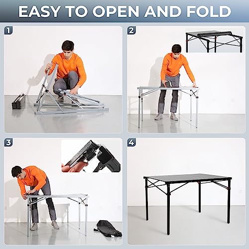 KingCamp Camping Table Folding Portable Table Aluminum Roll Up Lightweight Foldable Large Camp Table for Indoor Outdoor Picnic Backyard, 53.5"X27.5"