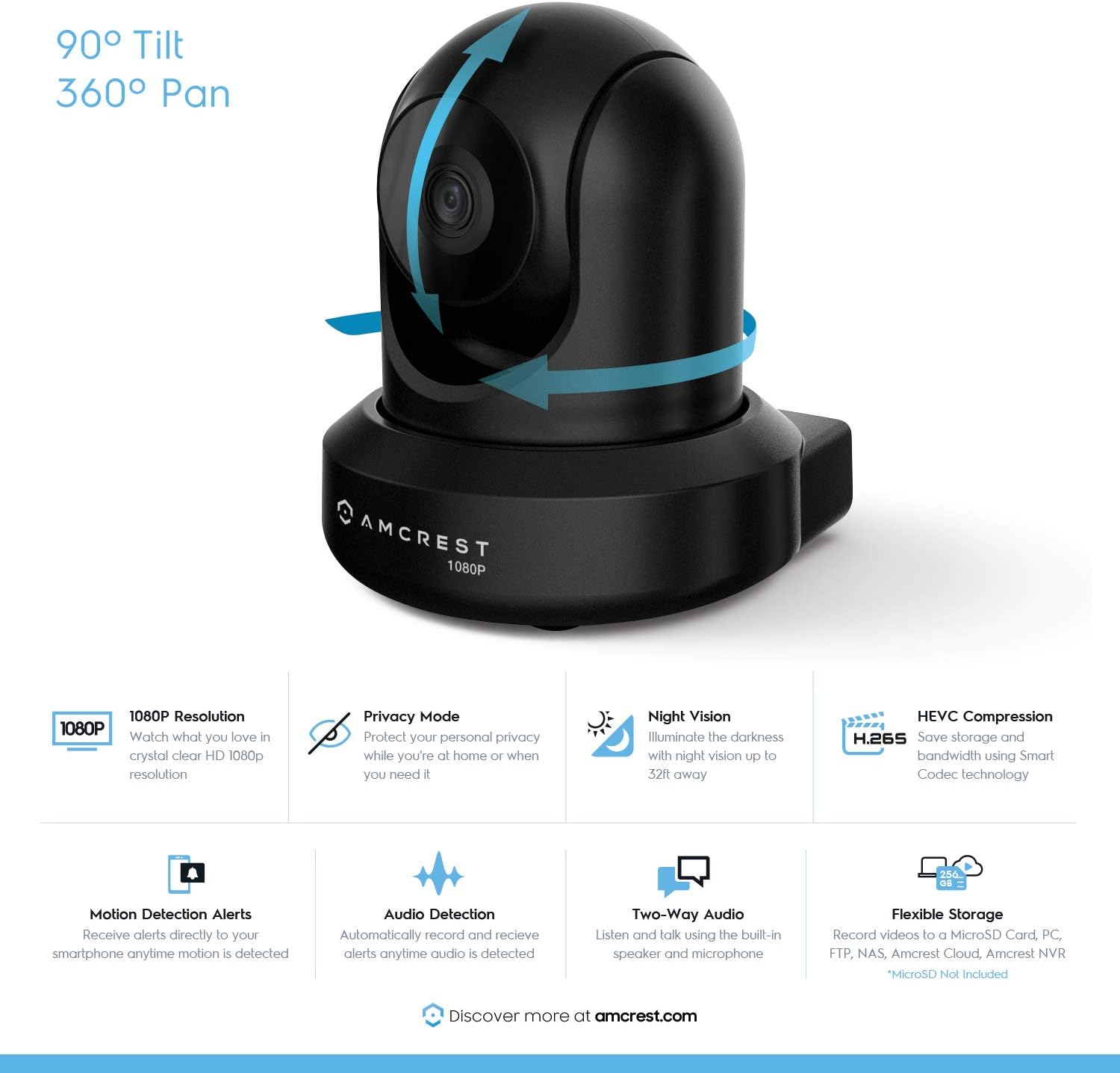 Amcrest 2-Pack 1080p WiFi Camera Indoor, 2MP Pan/Tilt Home Security Camera, Auto-Tracking, Motion & Audio Detection, Enhanced Browser Compatibility