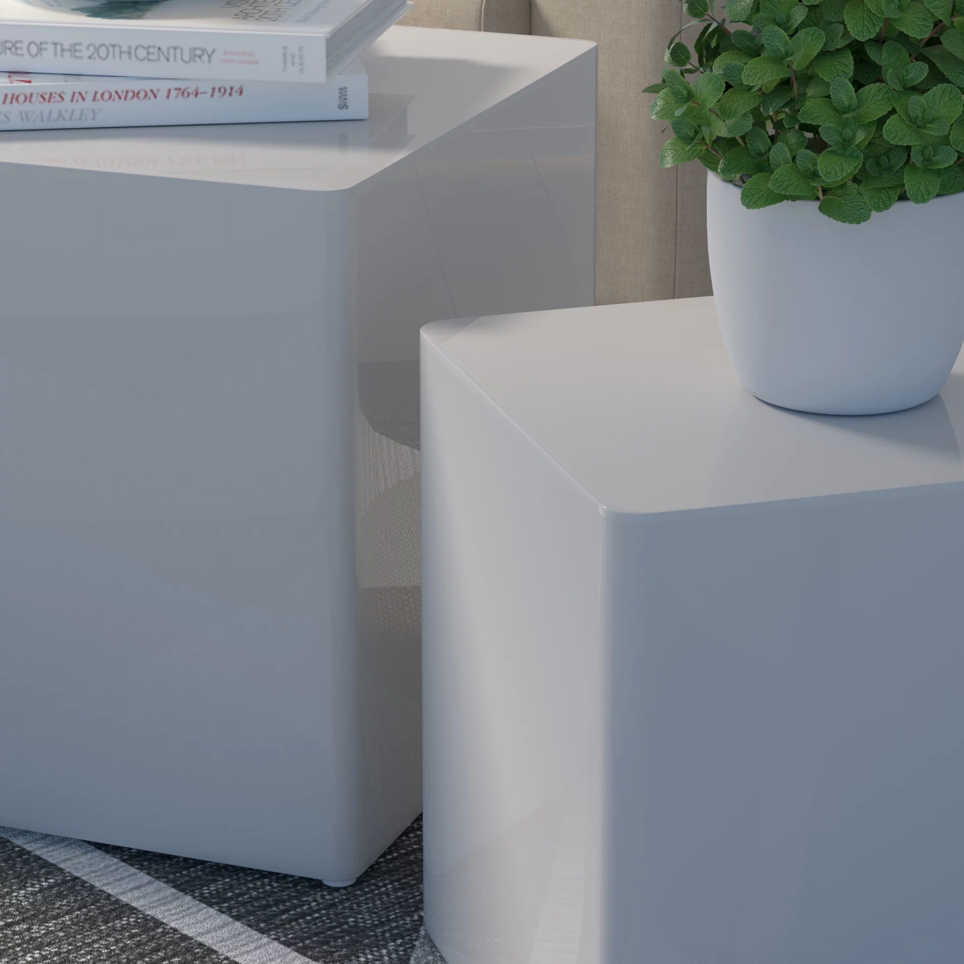 MDF Nesting table/side table/coffee table/end table(white),for living room,office,bedroom,White