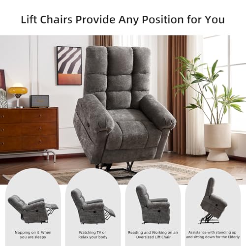 Oversized Power Lift Recliner Chair with Massage and Heat for Elderly, 26" Extra Wide Lift Chair for Big and Tall