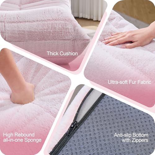 Bean Bag Chairs for Adults Giant Bean Bag Chair Memory Foam BeanBag Chair Big Bean Bag Sofa with Filler Faux Fur Fireside Beanbags Lazy Sofa for