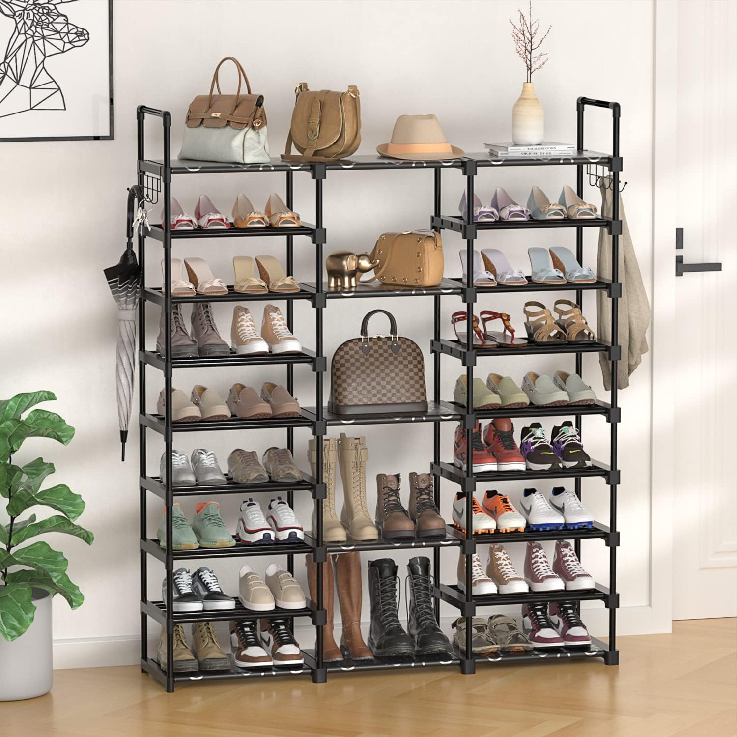 TIMEBAL 9 Tiers Shoe Rack Storage Organizer Shoe Shelf Organizer for Entryway Holds 50-55 Pairs Shoe and Boots