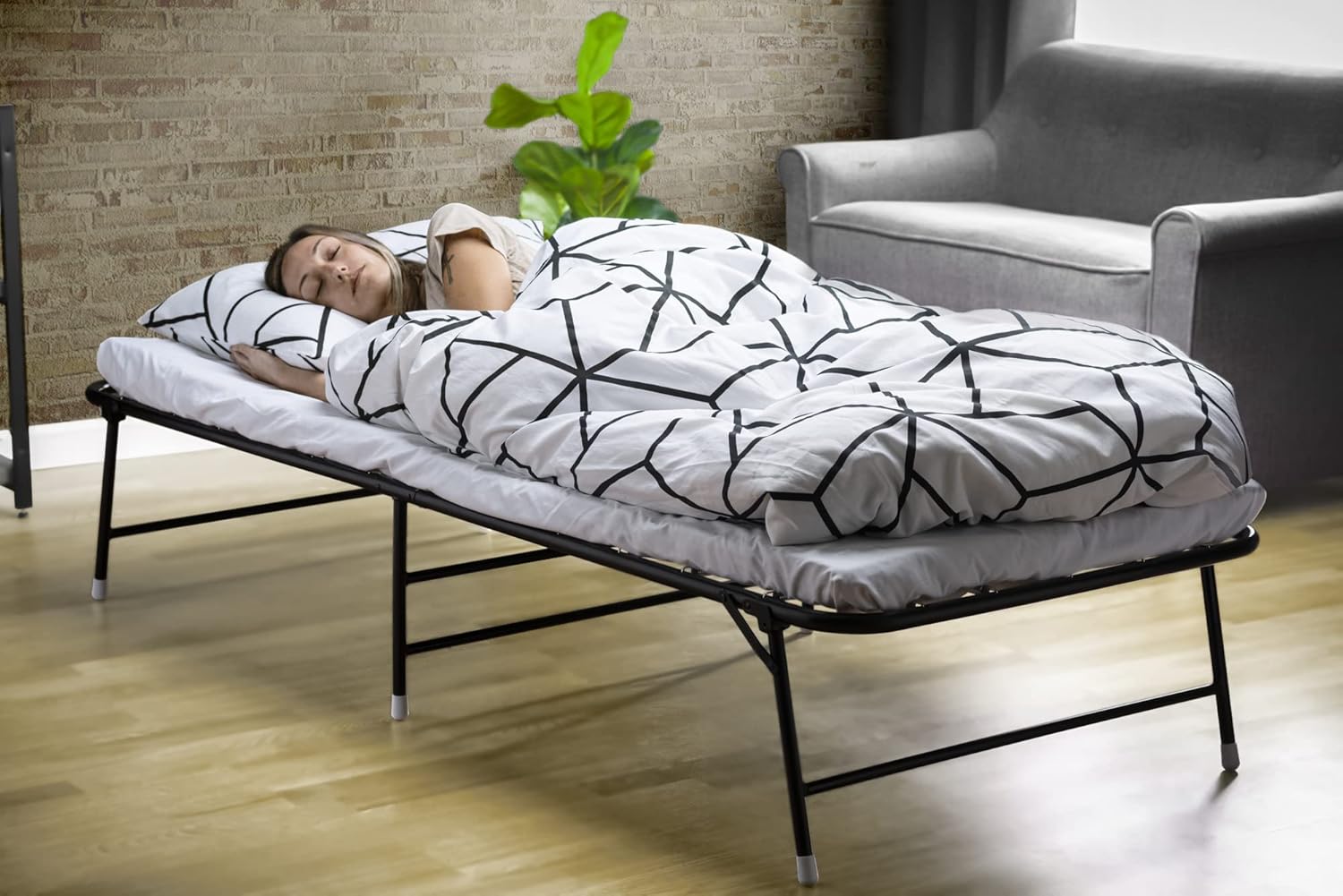 LiteBed™ Folding Bed with Memory Foam Mattress - Portable Fold Up bed with Carrying Bag - Luxurious Foldable Bed with Frame - Foldaway Guest Bed