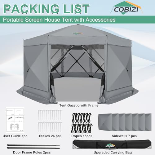 COBIZI 12x12ft Pop up Gazebo Screen Tent Screen House for Camping, Camping Outdoor Screened Gazebo, Canopy Tent