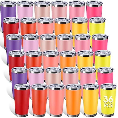 Sieral 36 Packs Stainless Steel Tumbler Bulk with Lid Vacuum Double Wall Insulated Travel Coffee Mug Powder Coated Tumbler Cup for Graduation Wedding