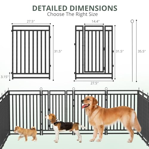 Dog Fence Outdoor Indoor, 40" Inch Height 16 Panels Dog Playpen for Large/Medium/Small Dogs Metal Dog Pen for Yard Camping and RV | Black-Silver