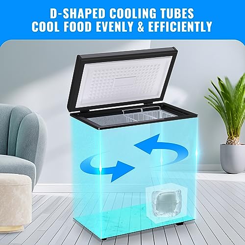 Deep Chest Freezers (Down to -12-50℉) with TWO Removable Baskets Freestanding DEMULLER Freezers