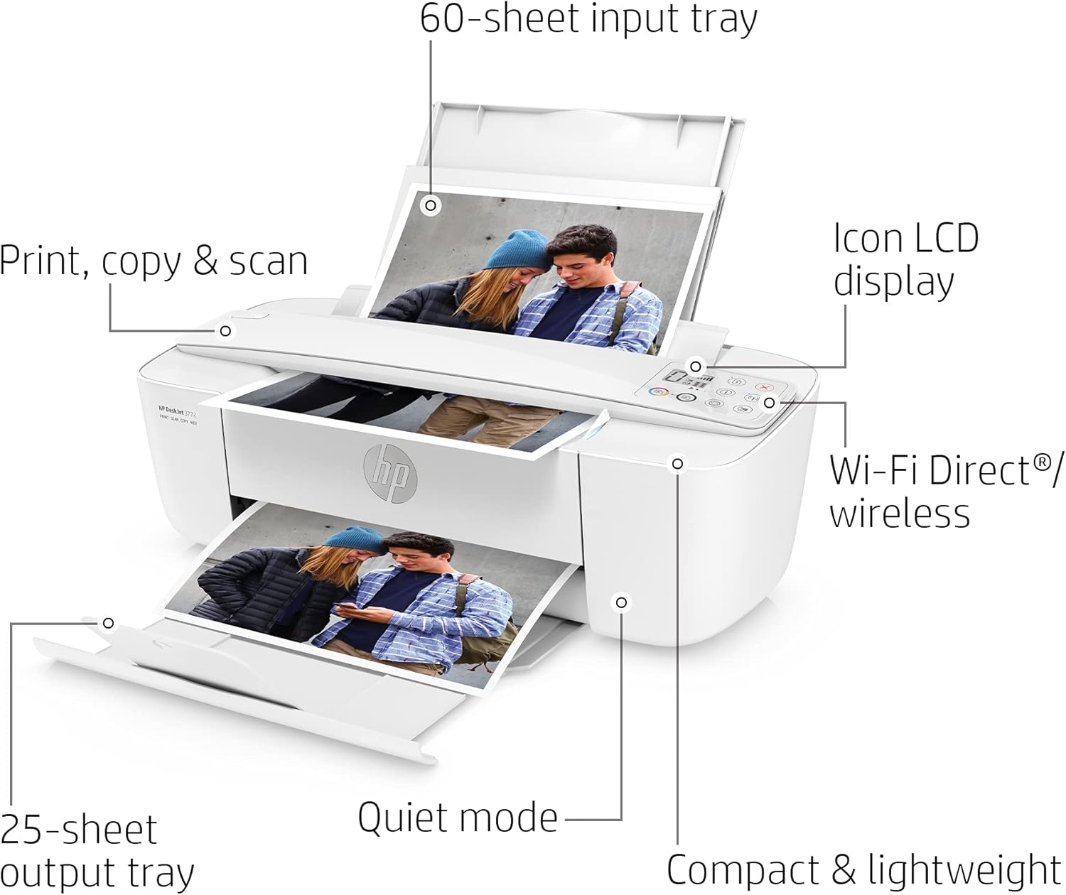 HP DeskJet 3772 All-in-One Wireless Color Inkjet Printer, Scan and Copy, Instant Ink Ready, T8W88A (Renewed)